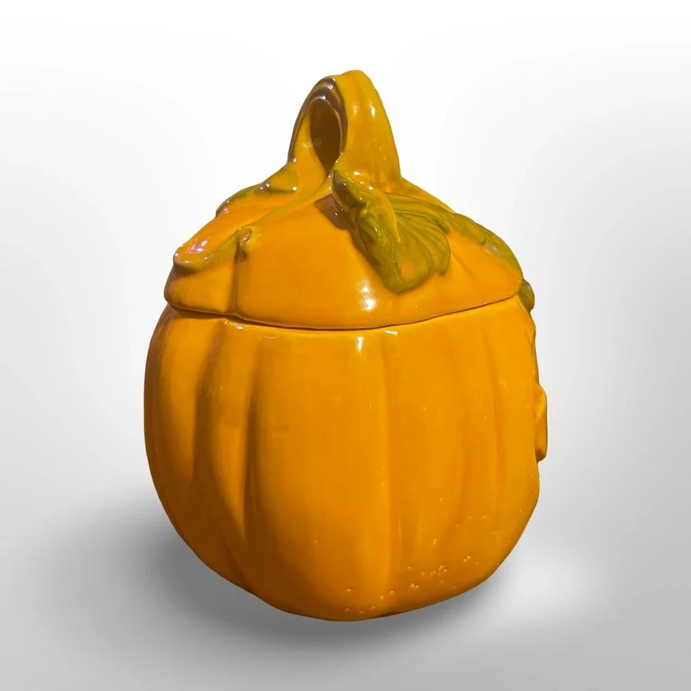 Ceramic Jack O Lantern Pumpkin tea light holder Halloween Decker‎ spooky festive